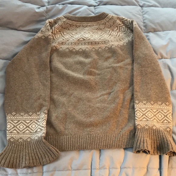 J Crew Fair Isle Ruffle Sleeve Tan Sweater - Picture 6 of 6
